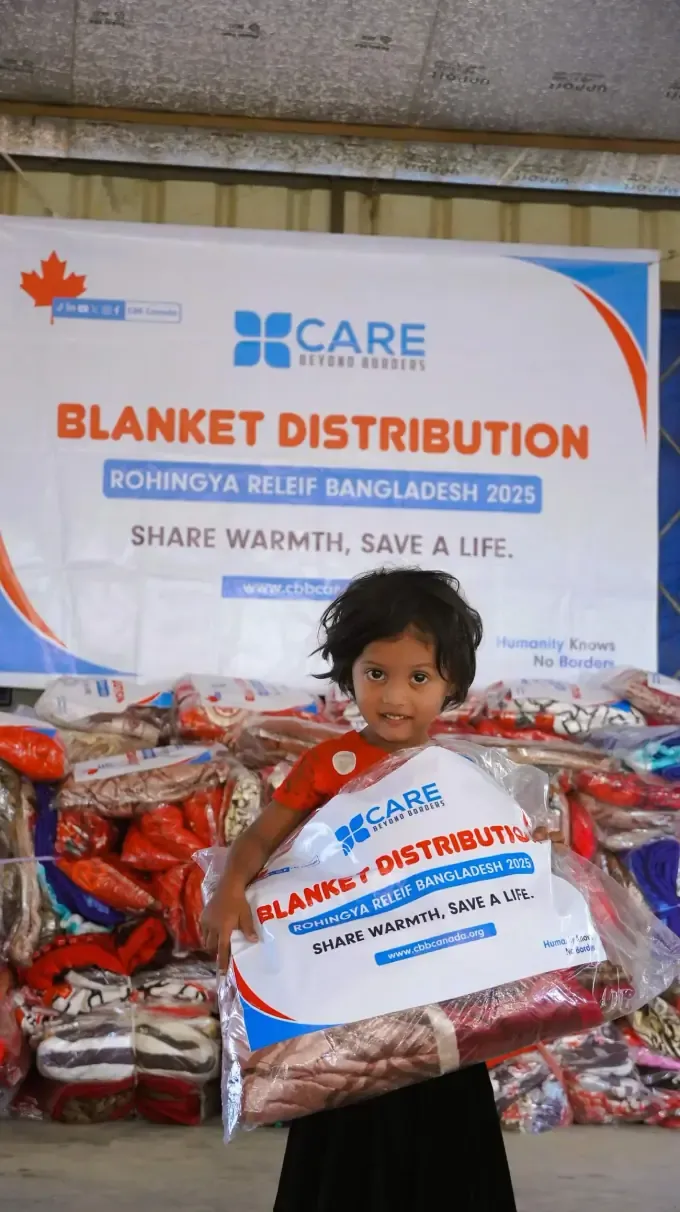 Children at a CBB blanket distribution