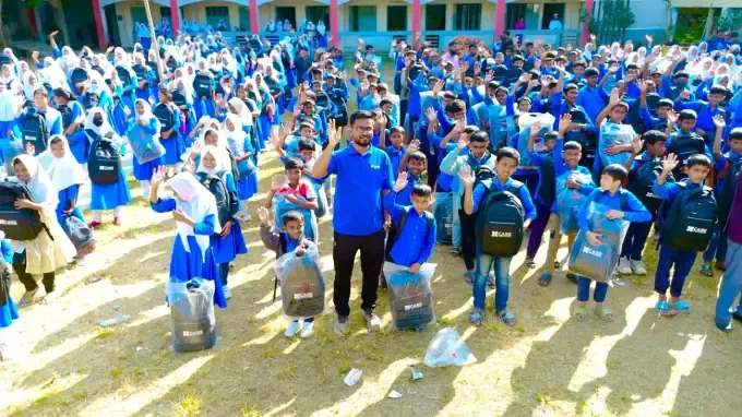 Students gathered at a CBB-supported education centre