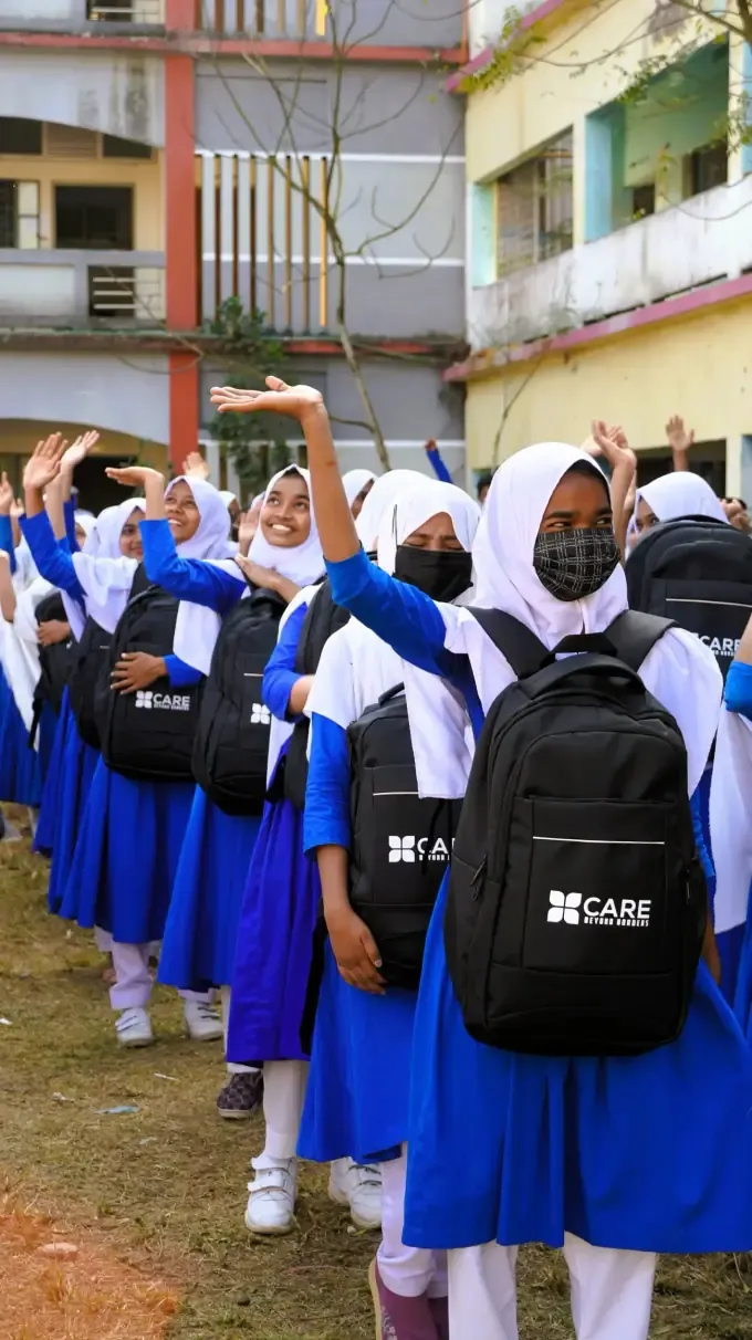 A girl with her new CBB school backpack