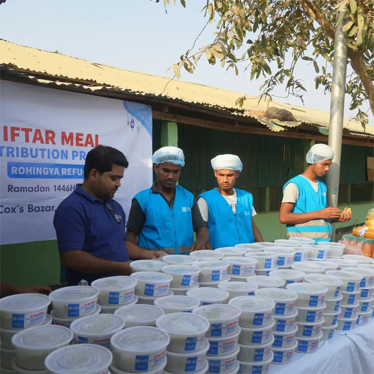 CBB Canada volunteers preparing iftar meals for Rohingya refugees in Cox's Bazar, Bangladesh